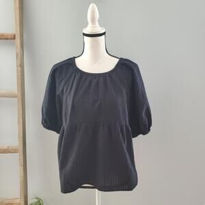 Old Navy Black Peasant Sleeve Peplum Top L
